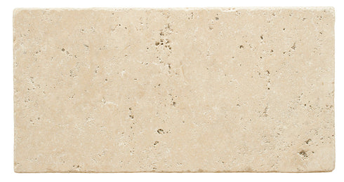 Ivory Travertine Tumbled Exterior Pool Paver  6X12" 1 1/4"